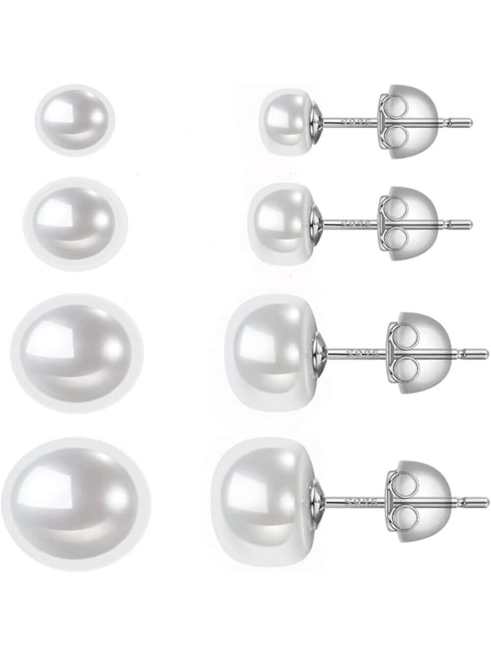 Elegant Freshwater Pearl Stud Earrings in 925 Sterling Silver - AAAA Quality